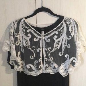 Beautiful white beaded mini cape